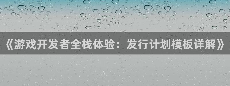 bg大游官网注册方法视频教程：《游戏开发者全栈体验：发行计划模板详解》